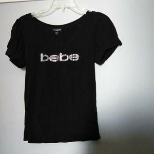 Classic Black bebe Rhinestone Tee Shirt